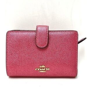 Coach F23256 medium corner zip metallic blush wallet